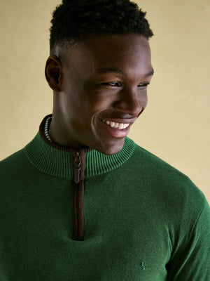 Joules Hillside Green Quarter Zip Knit Jumper