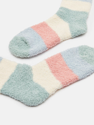 Joules Pastel Stripe Fluffy Socks