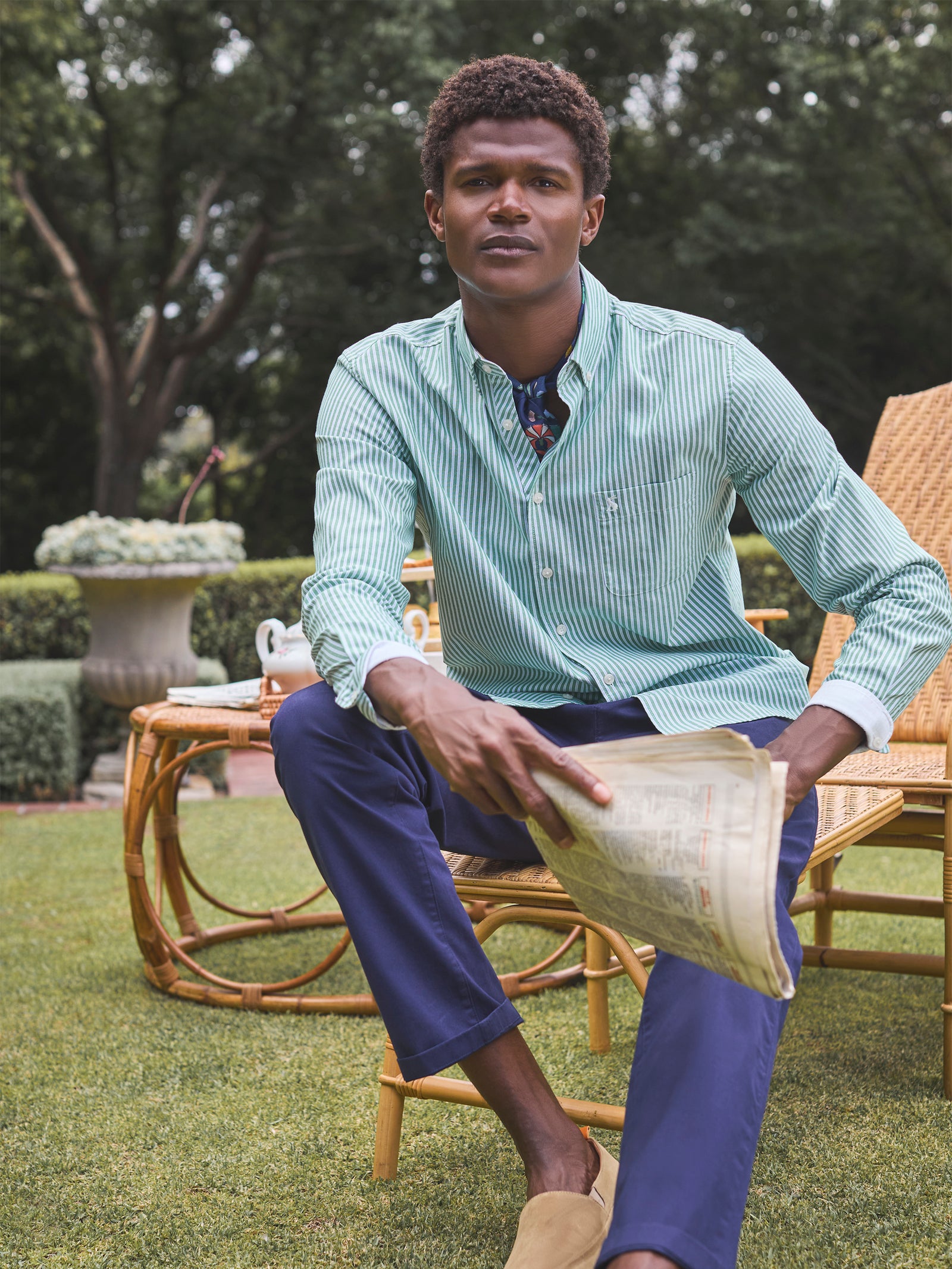 Joules Oxford Green Stripe Classic Fit Shirt