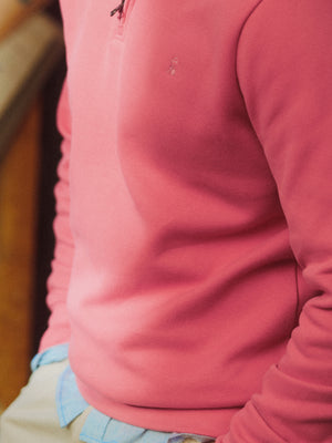 Joules Alistair Pink French Ribbed Quarter Zip Sweatshirt