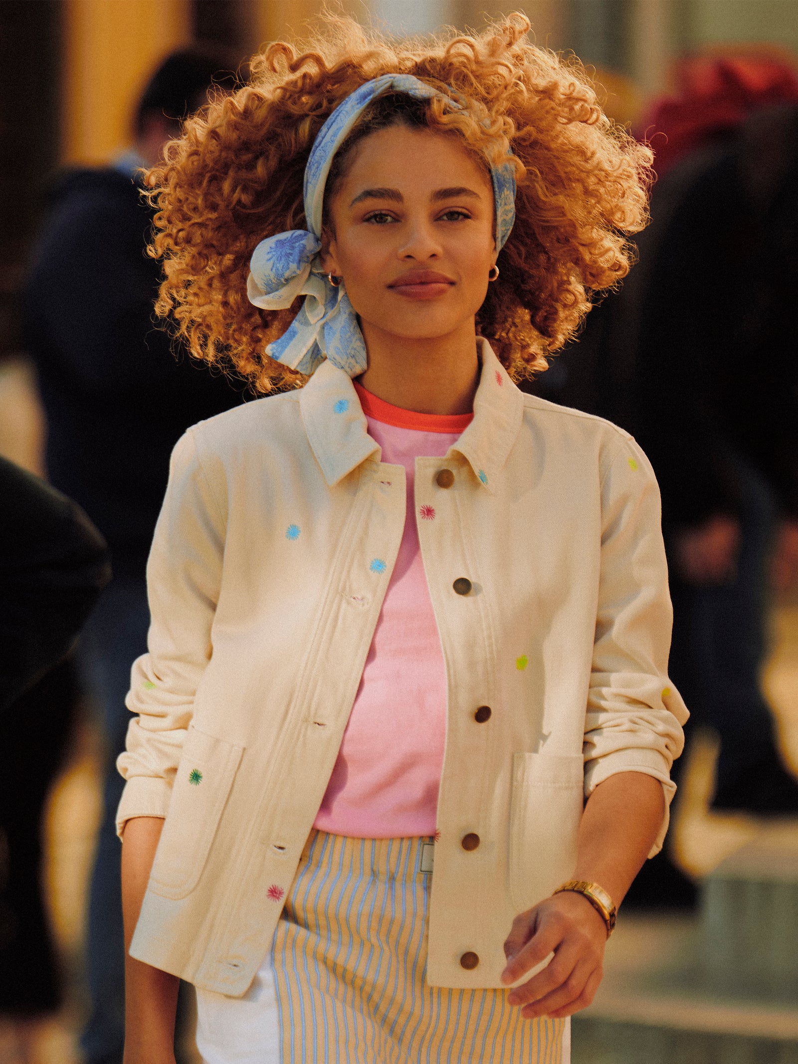 Joules Marlow Light Stone embroidered Denim Jacket