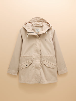 Joules Portwell Beige Waterproof Raincoat With Hood