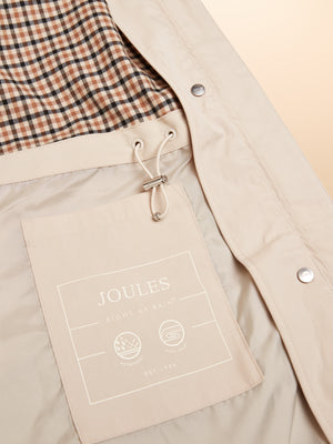Joules Portwell Beige Waterproof Raincoat With Hood