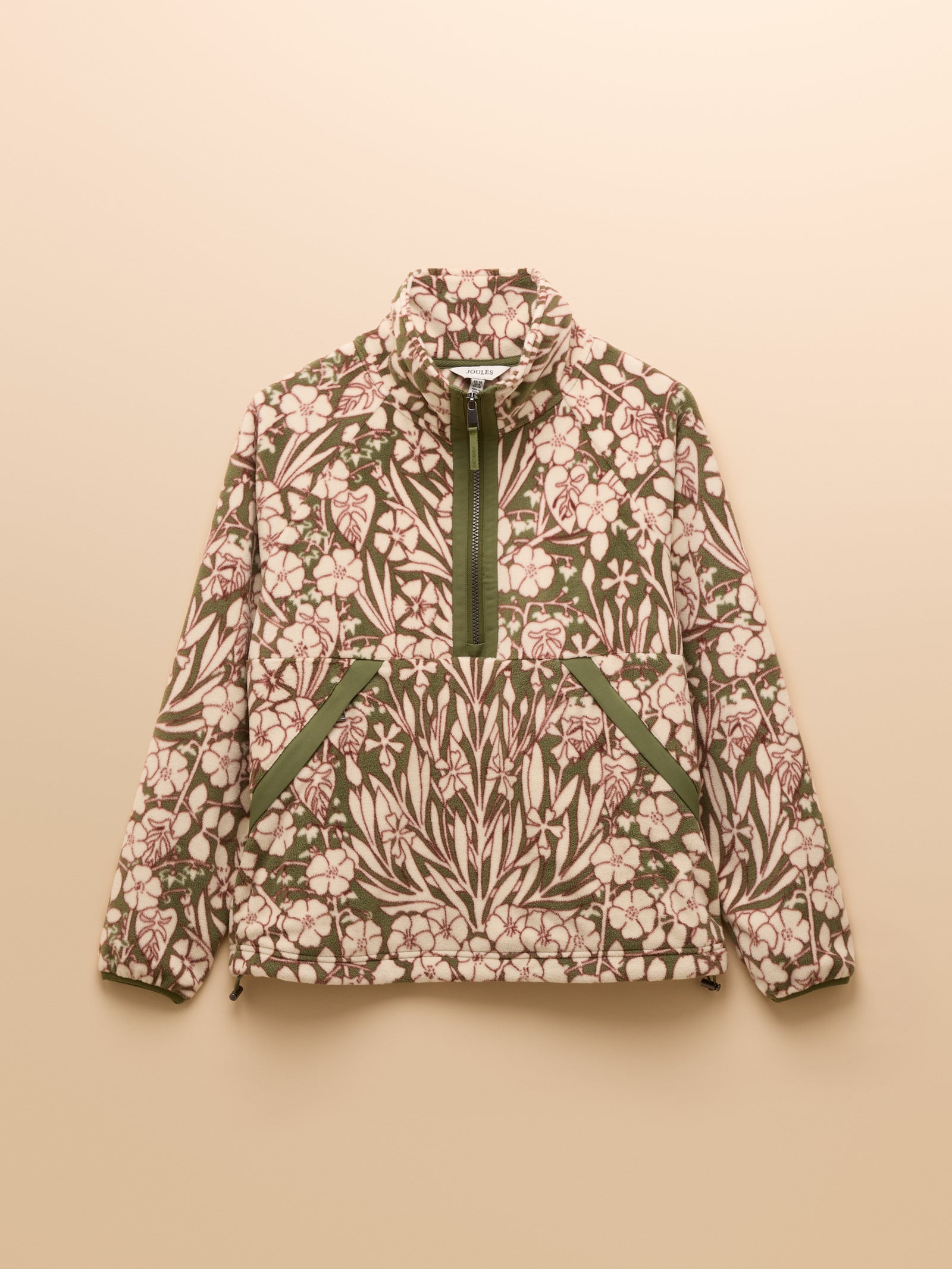 Joules Olivia Green Floral Quarter Zip Fleece