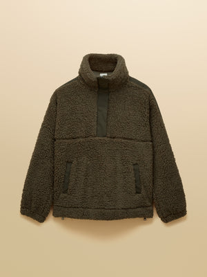 Joules Tilly Khaki Green Quarter Zip Borg Fleece