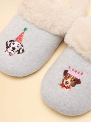 Joules Slippet Luxe Grey Artwork Slipper
