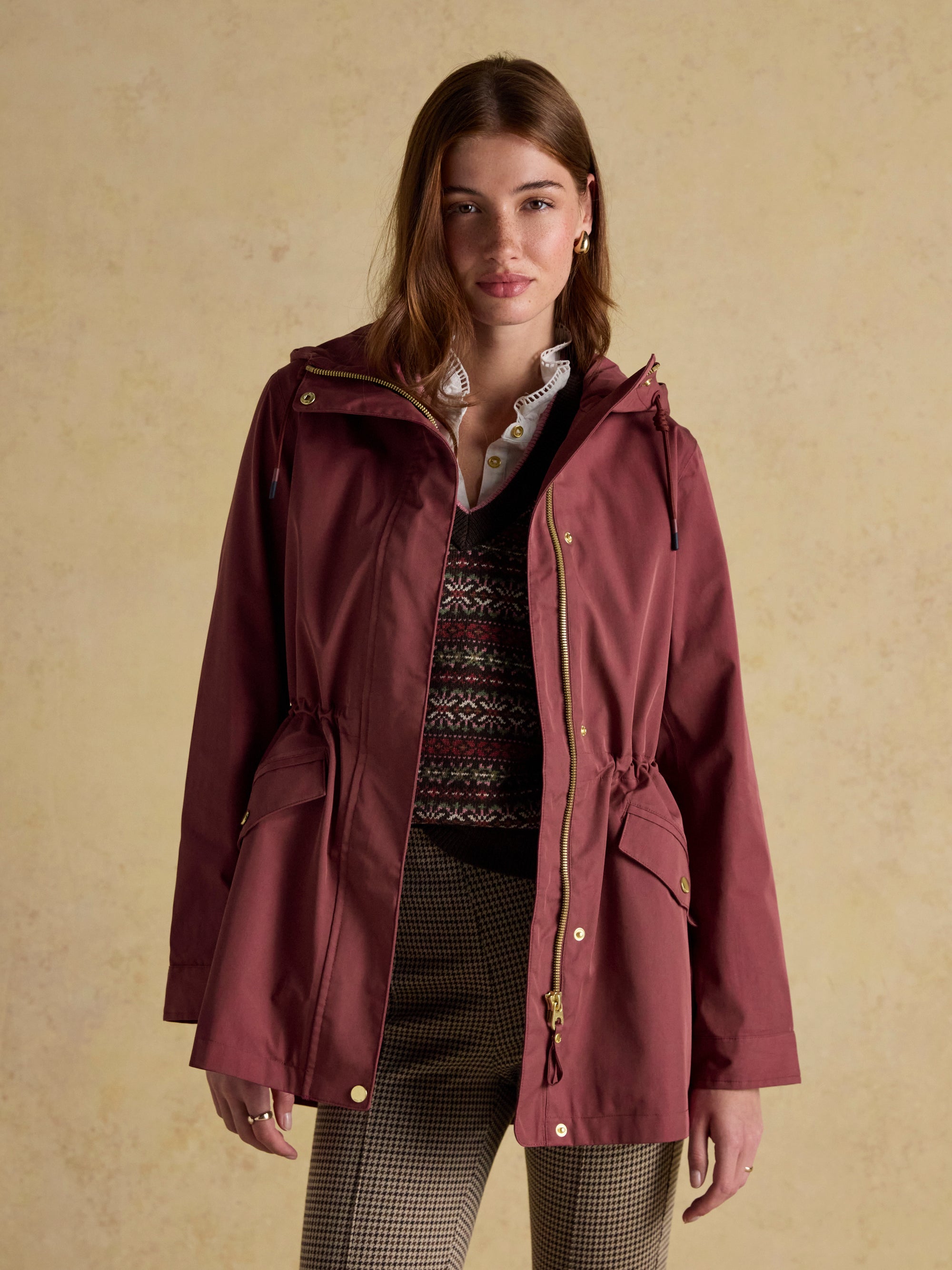 Joules Portwell Port Waterproof Raincoat With Hood and Adjustable Waist
