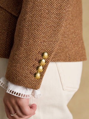 Joules Canterley Brown Herringbone Tweed Blazer