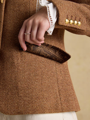 Joules Canterley Brown Herringbone Tweed Blazer