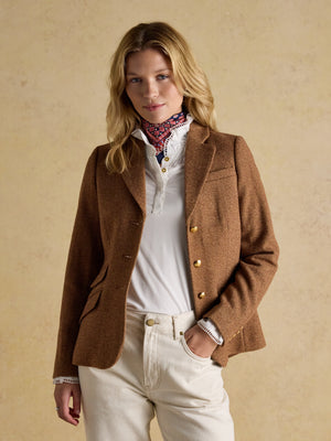 Joules Canterley Brown Herringbone Tweed Blazer