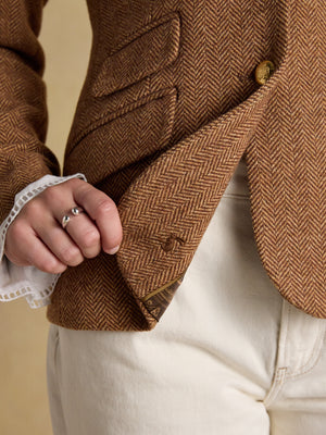 Joules Canterley Brown Herringbone Tweed Blazer