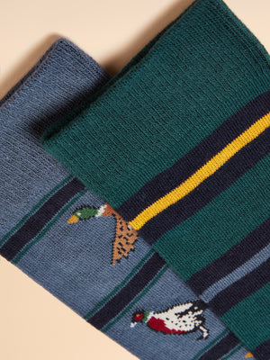 Joules Men's Kingsbury Navy Birds Socks 2 Pack