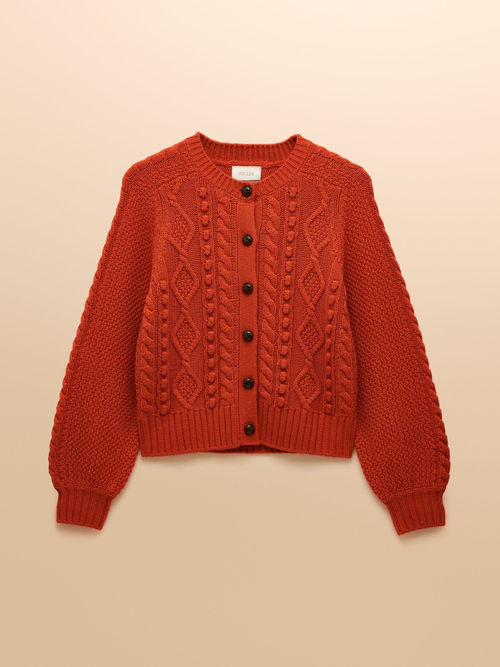 Joules Rafferty Burnt Orange Cable Knit Cardigan