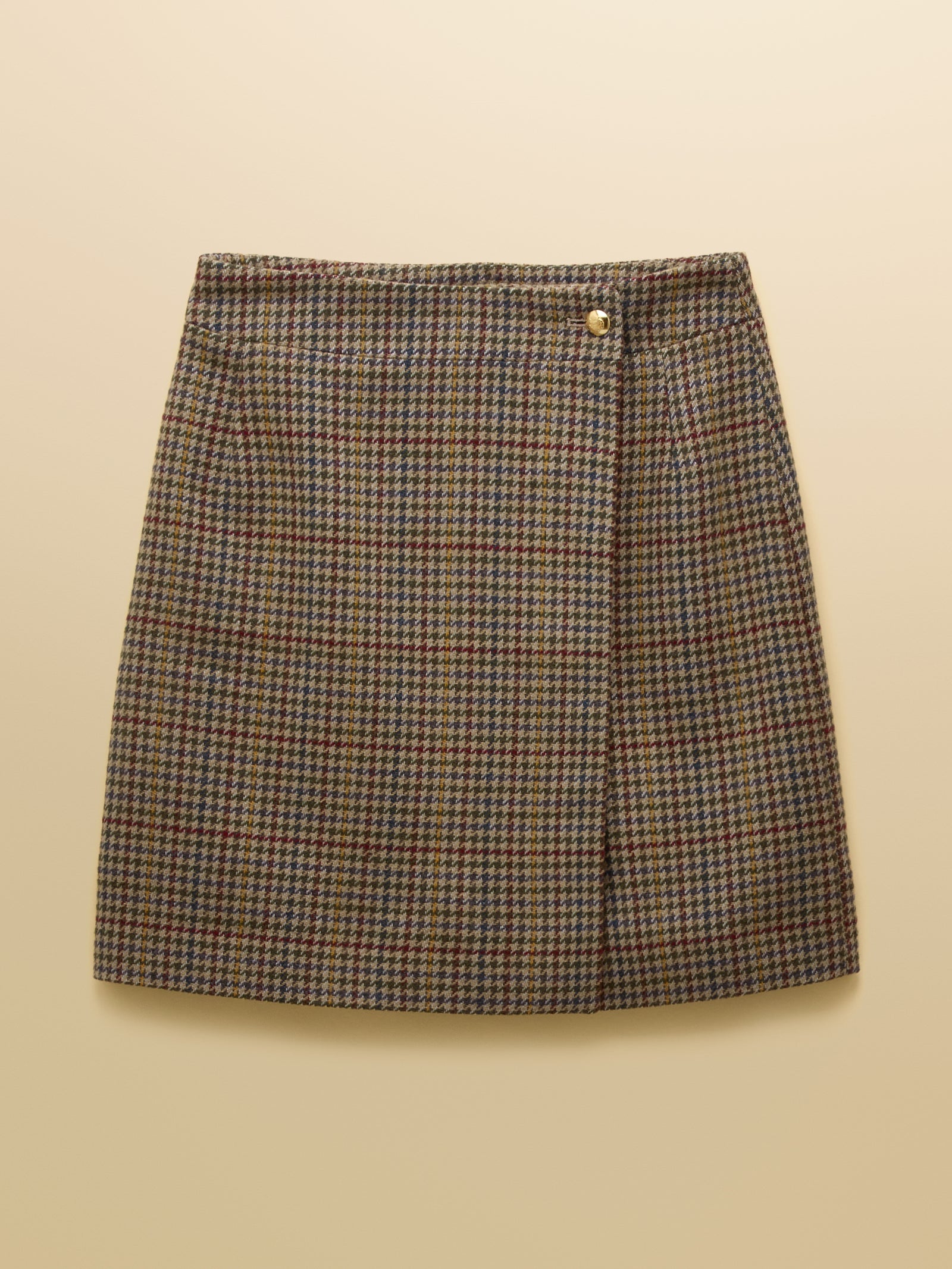 Joules Wrenley Brown Check Wrap Tweed Skirt