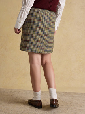 Joules Wrenley Brown Check Wrap Tweed Skirt