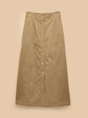 Joules Twyla Tan Brown Midi Chino Skirt