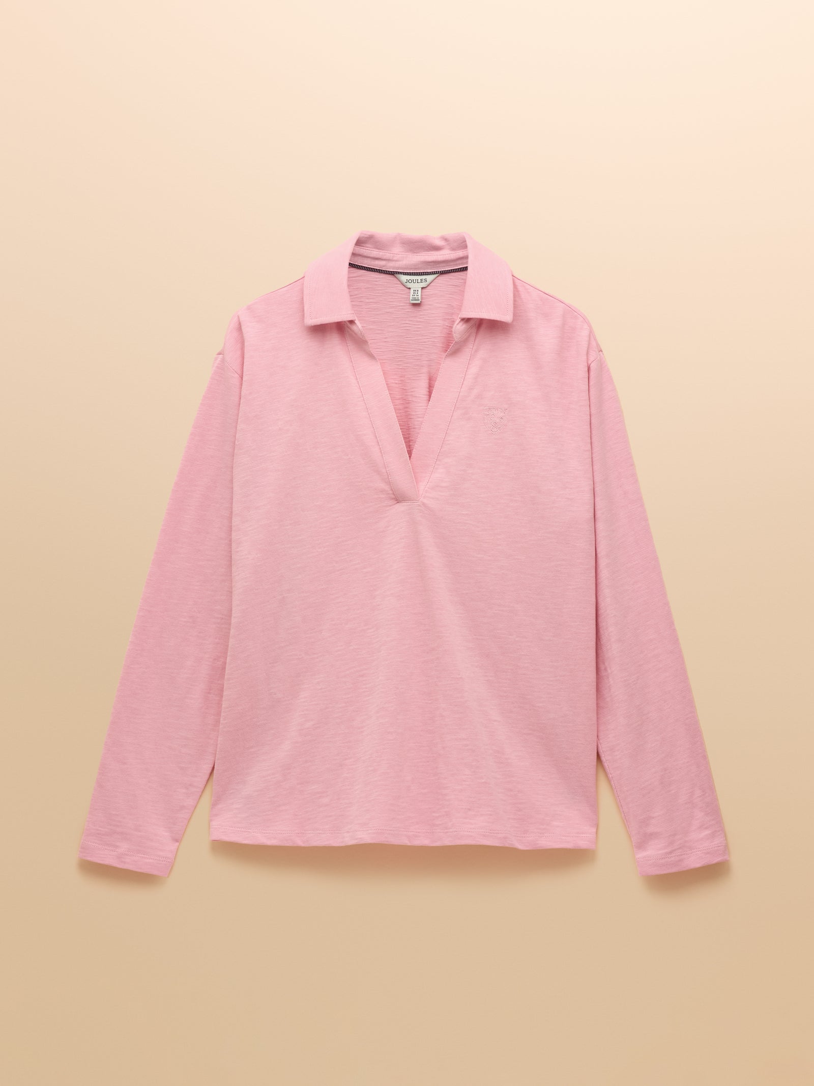 Joules Tallie Pink Combed Cotton Slub Collared Top