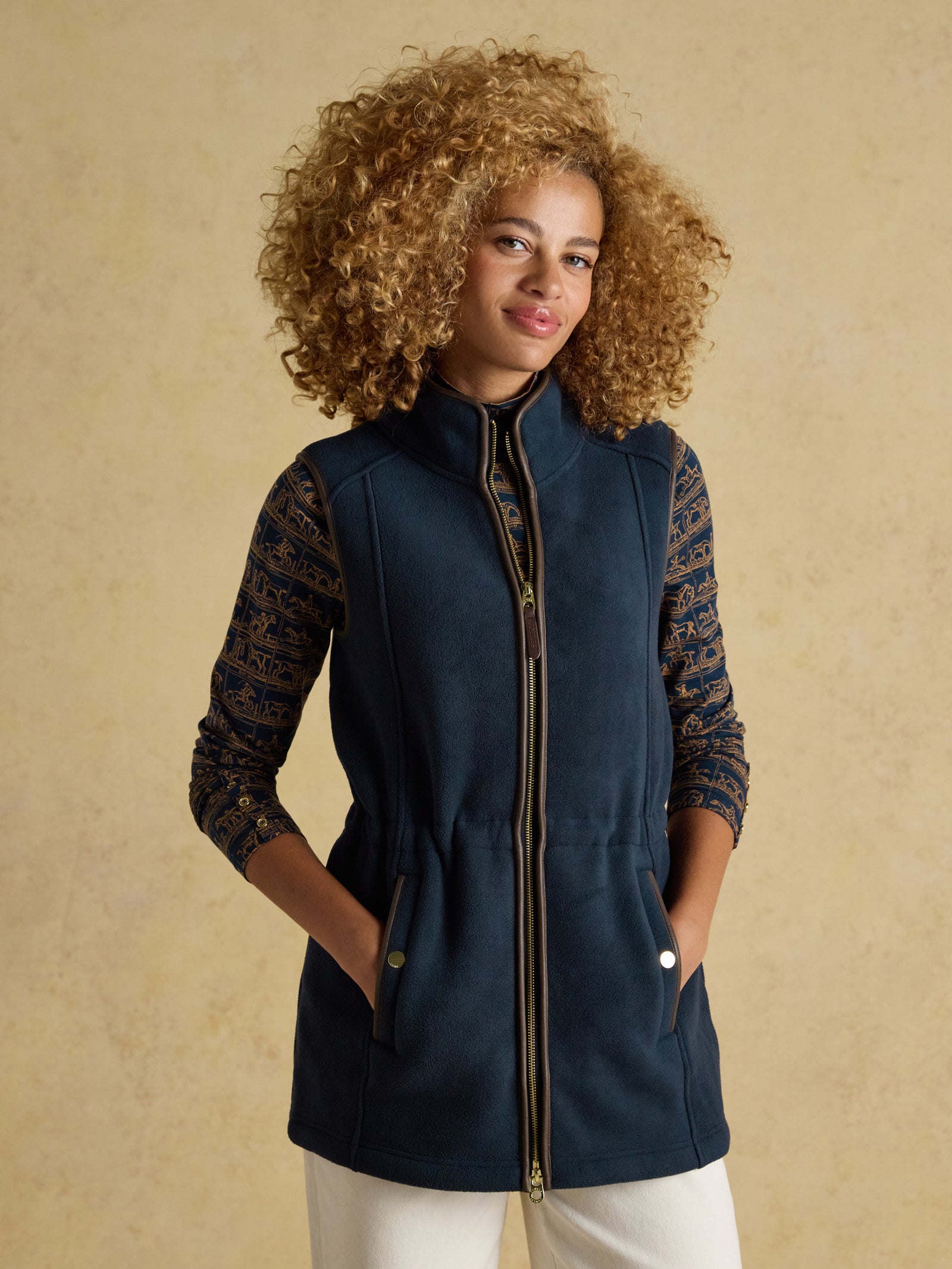 Joules Heritage Navy Blue Longline Fleece Gilet