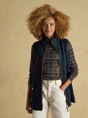 Joules Heritage Navy Blue Longline Fleece Gilet