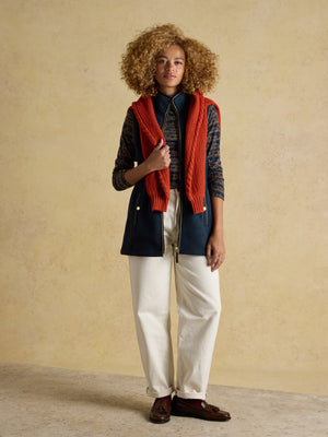 Joules Heritage Navy Blue Longline Fleece Gilet