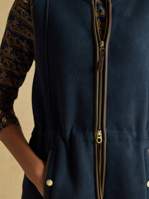 Joules Heritage Navy Blue Longline Fleece Gilet