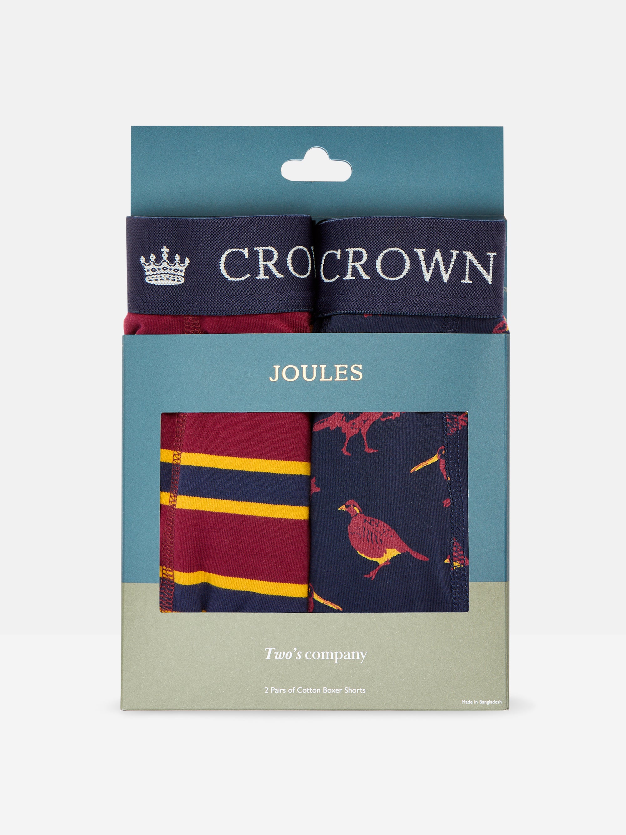 Joules Crown Joules Game Birds Navy/Red Pack of Two Cotton Boxers