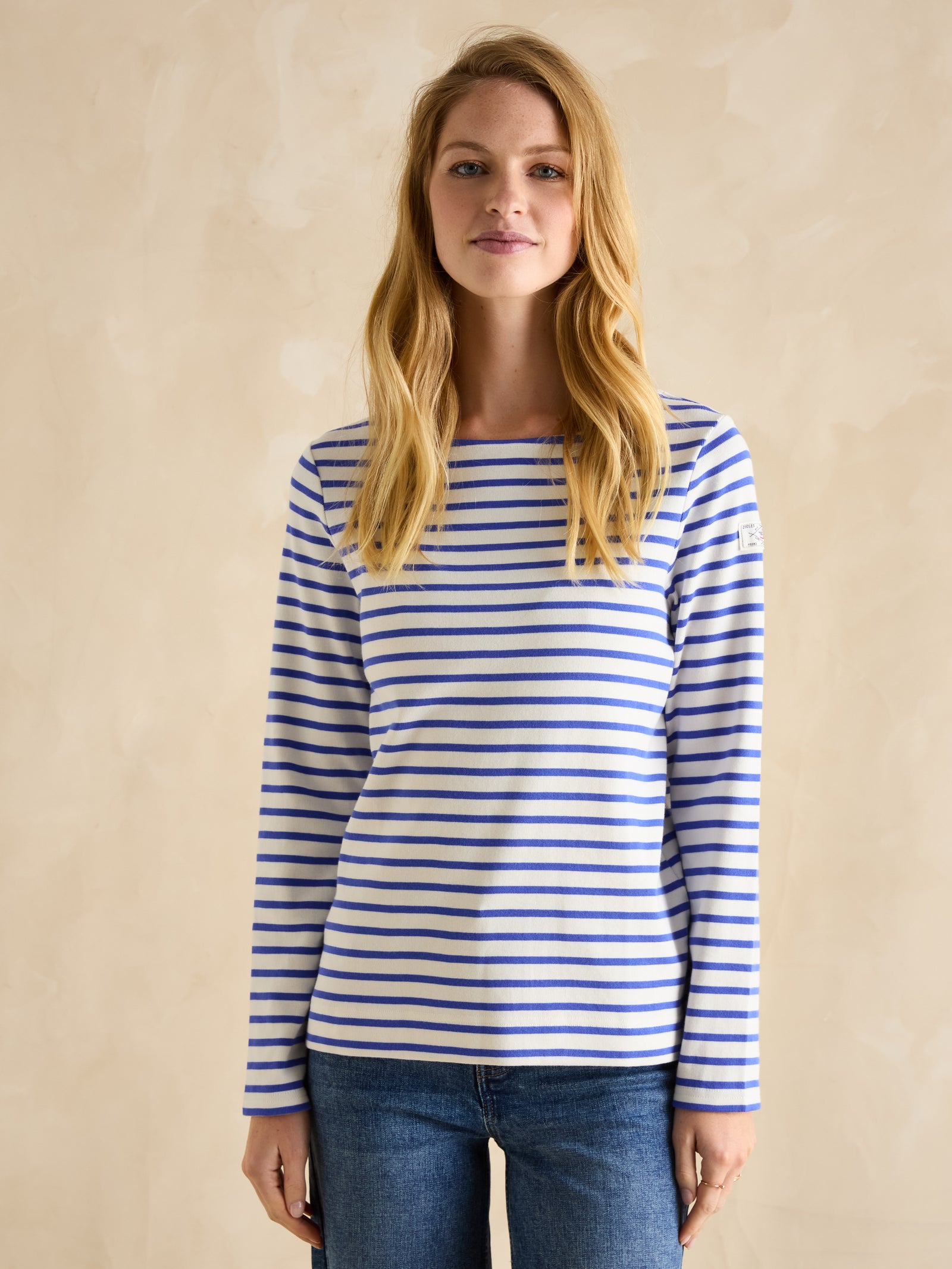 Joules Harbour Blue/White Boat Neck Breton Top