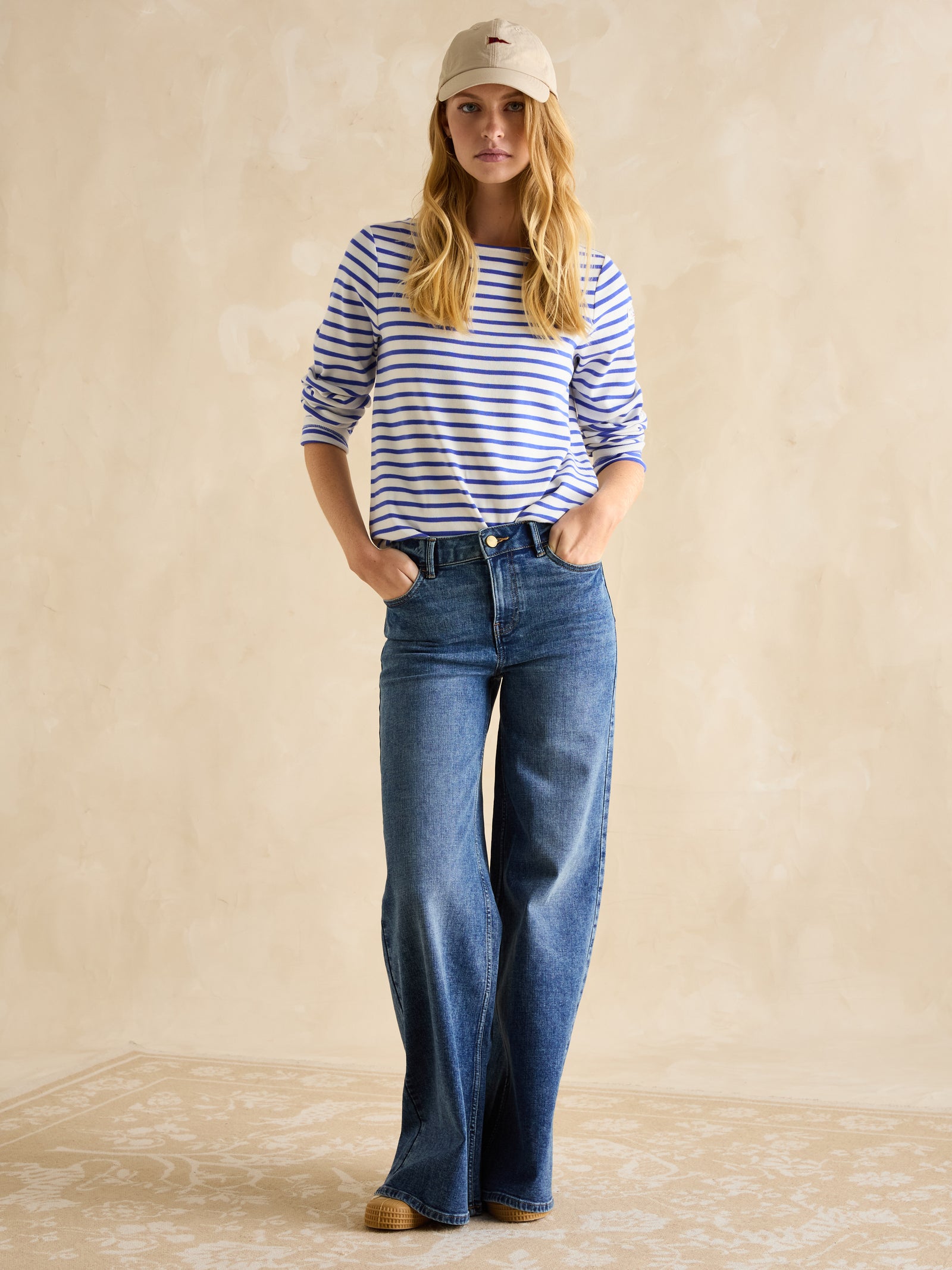 Joules Harbour Blue/White Boat Neck Breton Top
