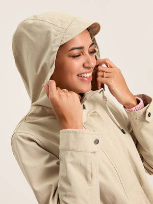 Joules Portwell Neutral Waterproof Raincoat With Hood