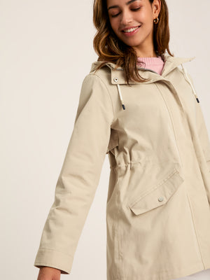 Joules Portwell Neutral Waterproof Raincoat With Hood