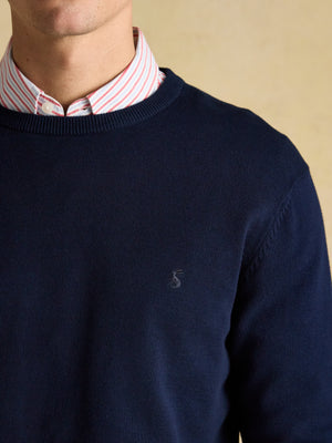 Joules Hillside Navy Blue Crew Neck Knitted Jumper