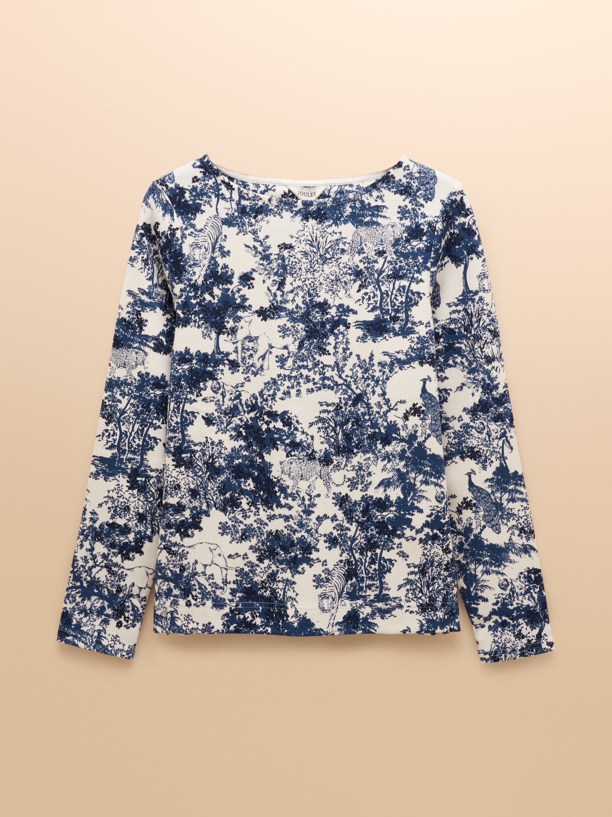 Joules Harbour Navy Toile de Jouy Boat Neck Printed Top