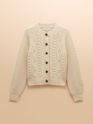 Joules Rafferty Cream Cable Knit Cardigan