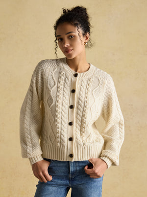 Joules Rafferty Cream Cable Knit Cardigan