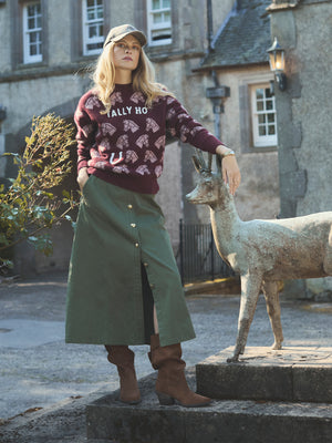 Joules Intarsia Knitted Tally Ho Relaxed Fit Jumper with Crew Neck