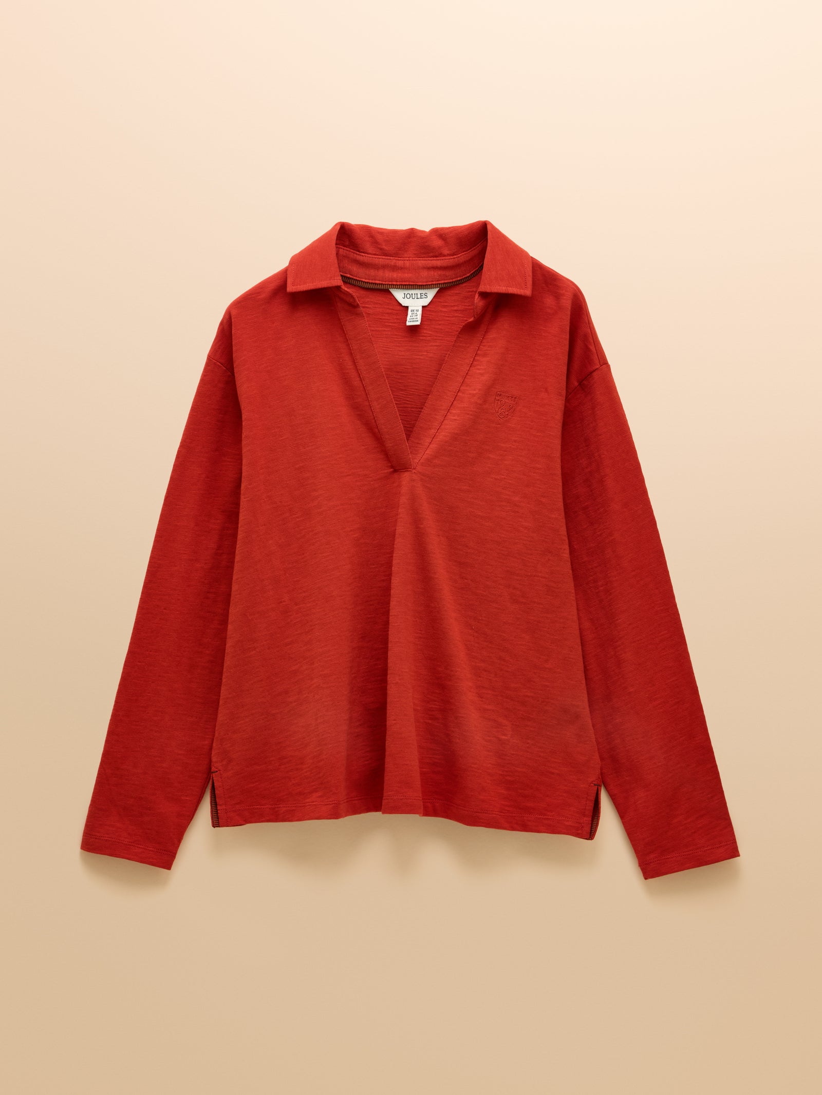 Joules Tallie Burnt Orange Combed Cotton Slub Collared Top