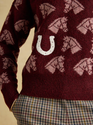 Joules Intarsia Knitted Tally Ho Relaxed Fit Jumper with Crew Neck