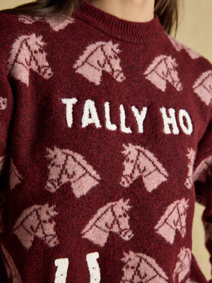 Joules Intarsia Knitted Tally Ho Relaxed Fit Jumper with Crew Neck