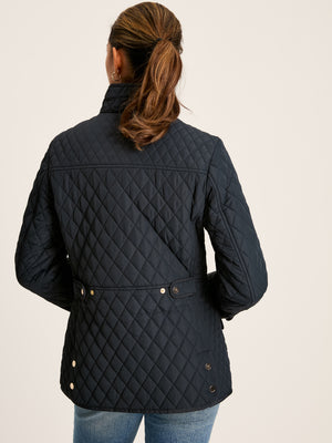 Joules Allendale Navy Blue Showerproof Diamond Quilted Coat