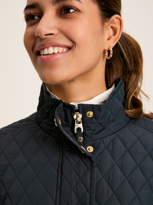 Joules Allendale Navy Blue Showerproof Diamond Quilted Coat