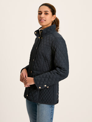 Joules Allendale Navy Blue Showerproof Diamond Quilted Coat