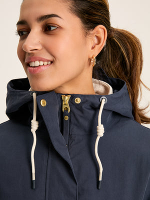 Joules Portwell Navy Blue Waterproof Raincoat With Hood