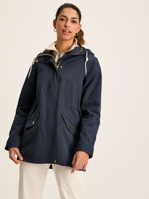 Joules Portwell Navy Blue Waterproof Raincoat With Hood