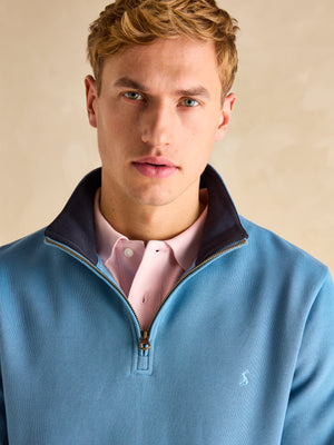 Joules Alistair Light Blue Quarter Zip Cotton Sweatshirt