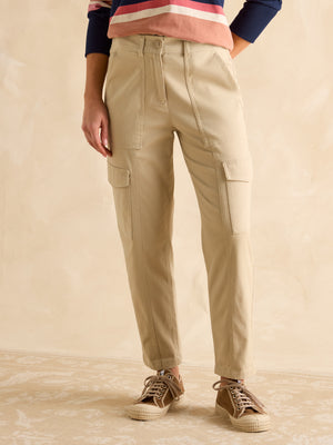 Joules Cream Tapered Leg Cargo Trousers