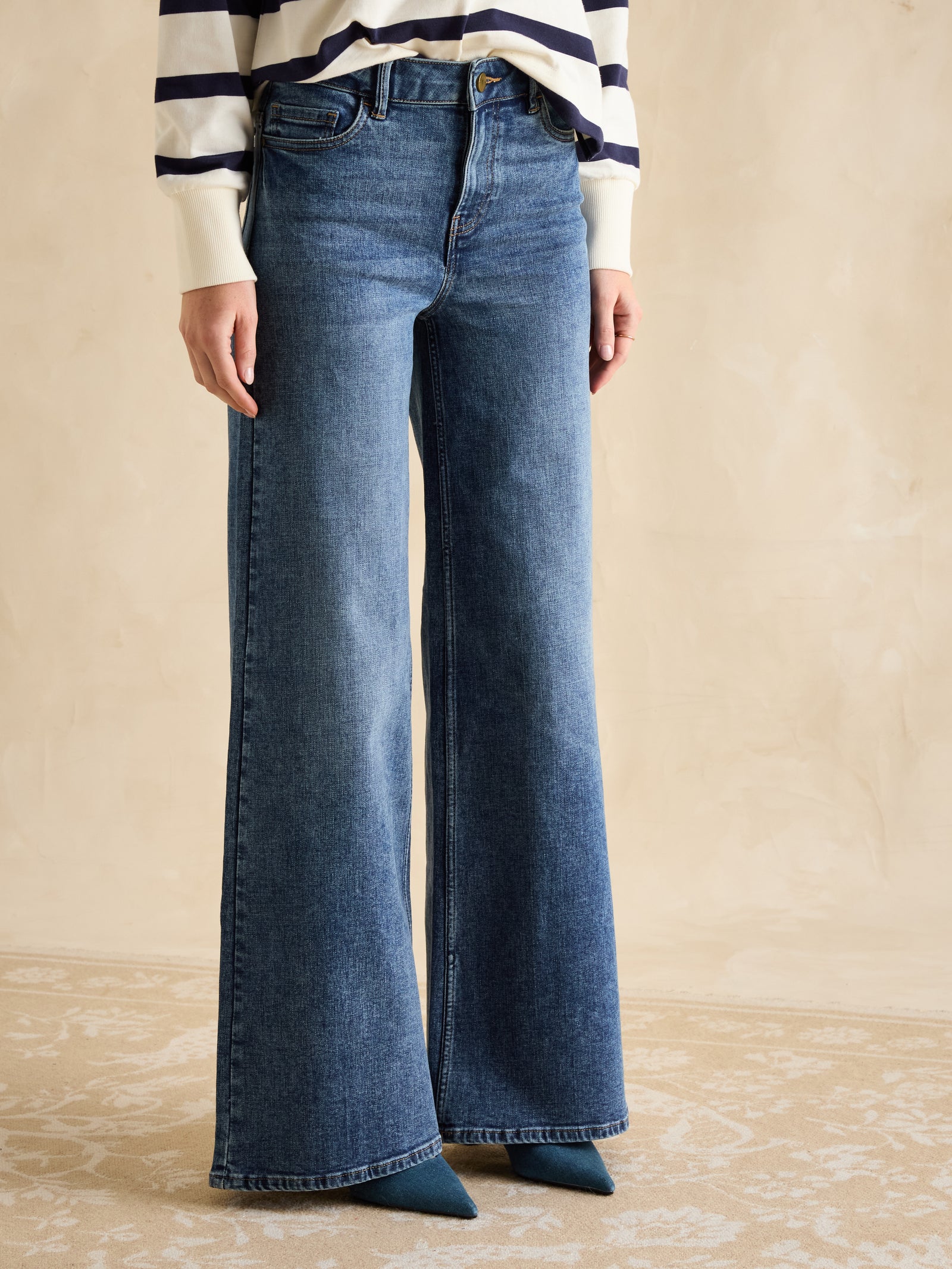 Joules Palazzo Jean MId Wash Denim