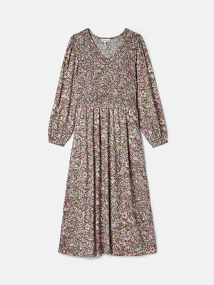 Joules Lilliana Pink/Green Shirred Dress