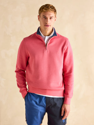 Joules Alistair Pink Quarter Zip Cotton Sweatshirt