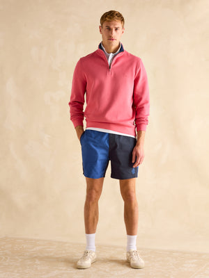 Joules Alistair Pink Quarter Zip Cotton Sweatshirt