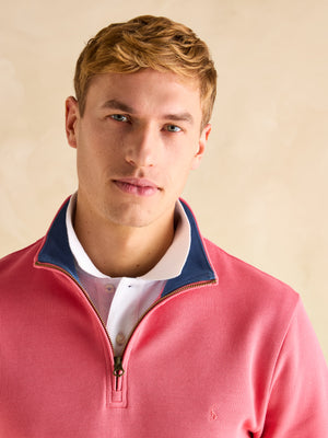 Joules Alistair Pink Quarter Zip Cotton Sweatshirt